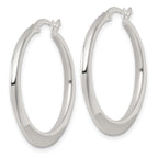 Sterling Silver Polished 30.0mm Tapered Round Hoop Earrings