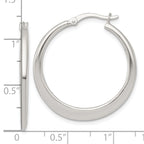 Sterling Silver Polished 30.0mm Tapered Round Hoop Earrings