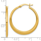 Sterling Silver Gold-tone Polished 30.0mm Tapered Round Hoop Earrings
