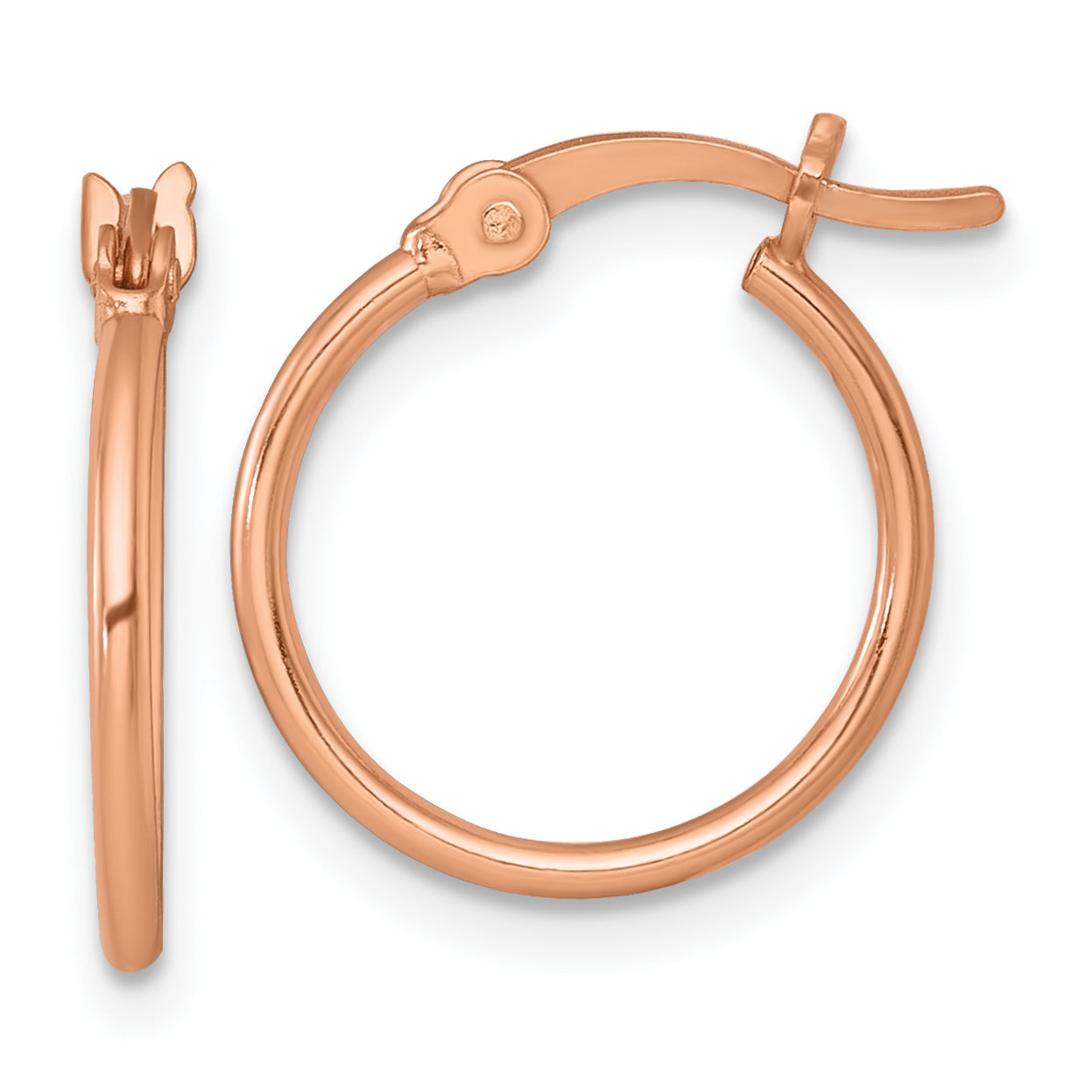 Sterling Silver Rose-tone Polished 1.25mm x 15mm Round Tube Hoop Earrings Main image