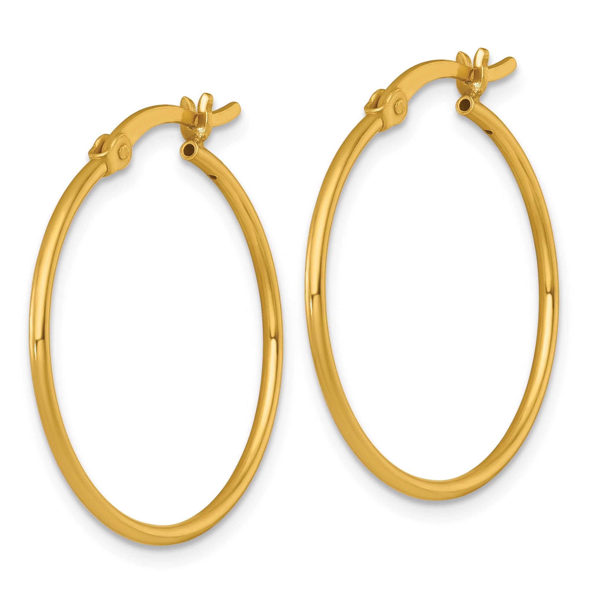 Sterling Silver Gold-tone Polished 1.25mm x 25mm Round Tube Hoop Earrings Secondary image