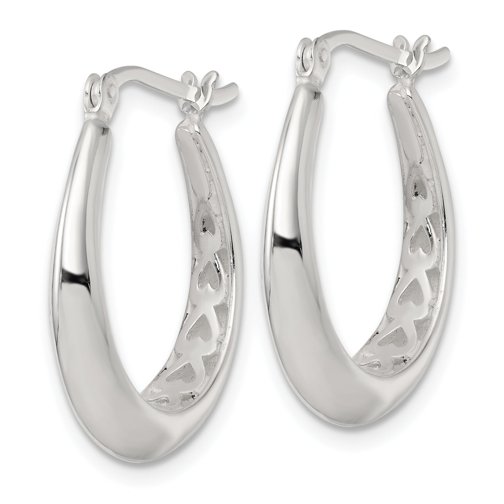 Sterling Silver Polished Knife Edge Tapered Oval Hoop Earrings