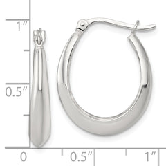 Sterling Silver Polished Knife Edge Tapered Oval Hoop Earrings