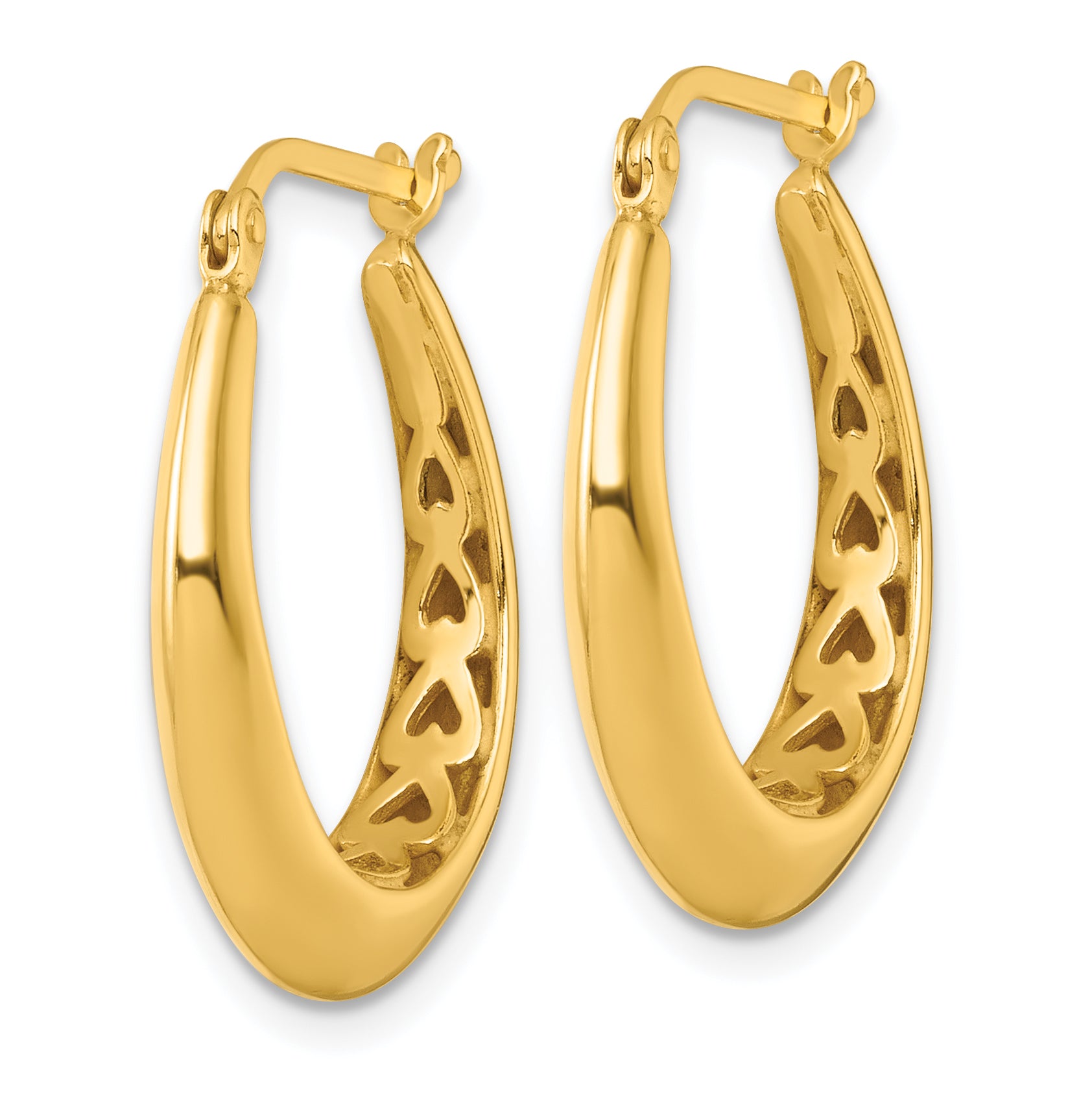 Sterling Silver Gold-tone Polished Knife Edge Tapered Oval Hoop Earrings Secondary image