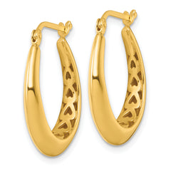 Sterling Silver Gold-tone Polished Knife Edge Tapered Oval Hoop Earrings