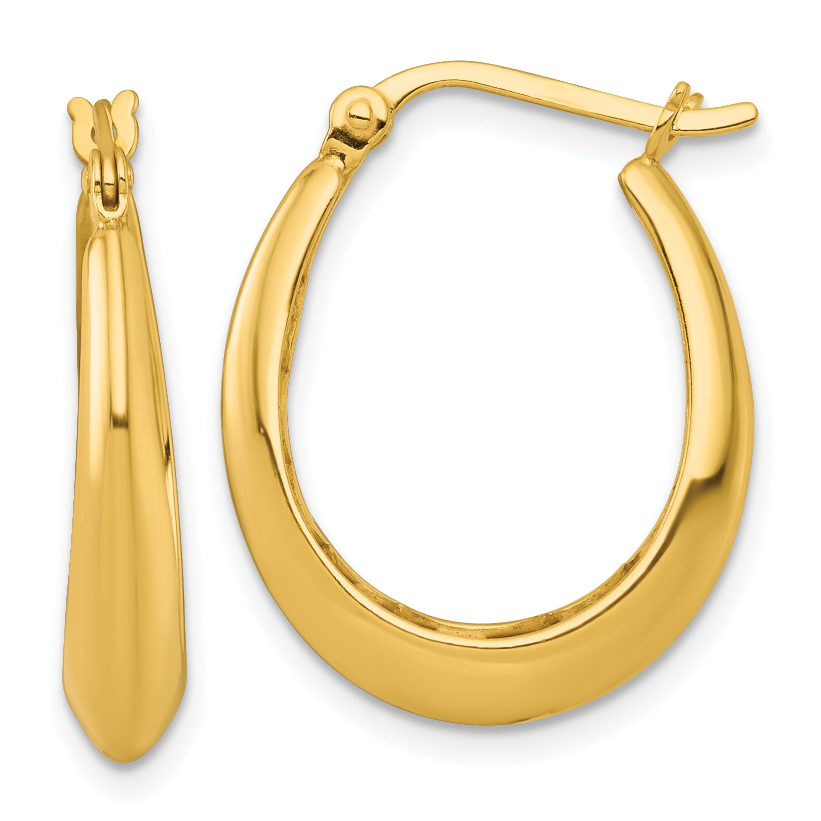 Sterling Silver Gold-tone Polished Knife Edge Tapered Oval Hoop Earrings Main image