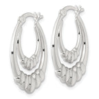Sterling Silver Polished Scalloped Double Oval Hollow Hoop Earrings