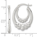 Sterling Silver Polished Scalloped Double Oval Hollow Hoop Earrings