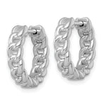 Sterling Silver Rhodium-plated Polished 4.5 x 18mm Curb Link Round Hinged Hoop Earrings