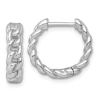 Sterling Silver Rhodium-plated Polished 4.5 x 18mm Curb Link Round Hinged Hoop Earrings