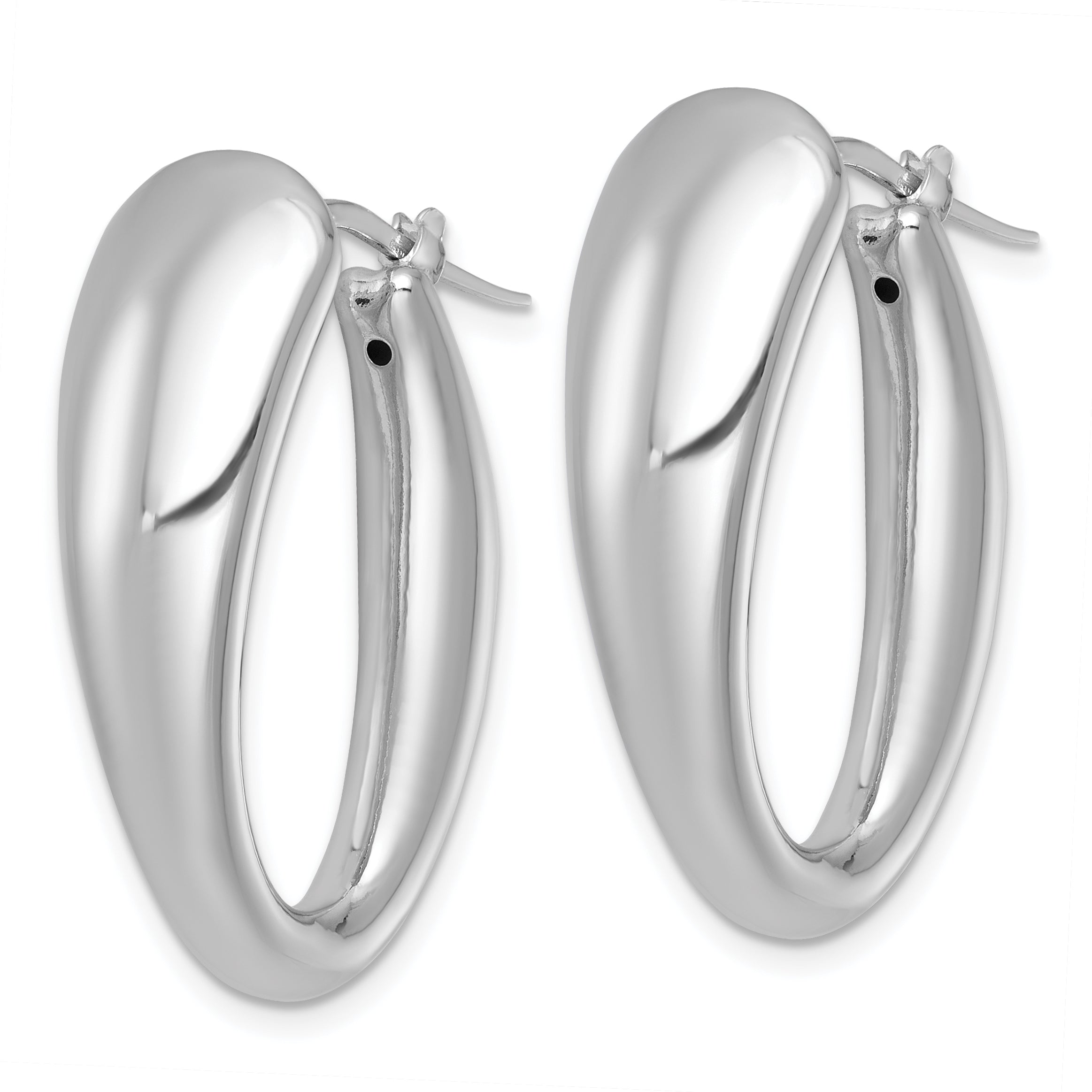 Sterling Silver Rhodium-plated Polished Oval Graduated Hollow Hoop Earrings Secondary image