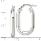 Sterling Silver Polished 4mm Oval Rectangle Tube Hoop Earrings