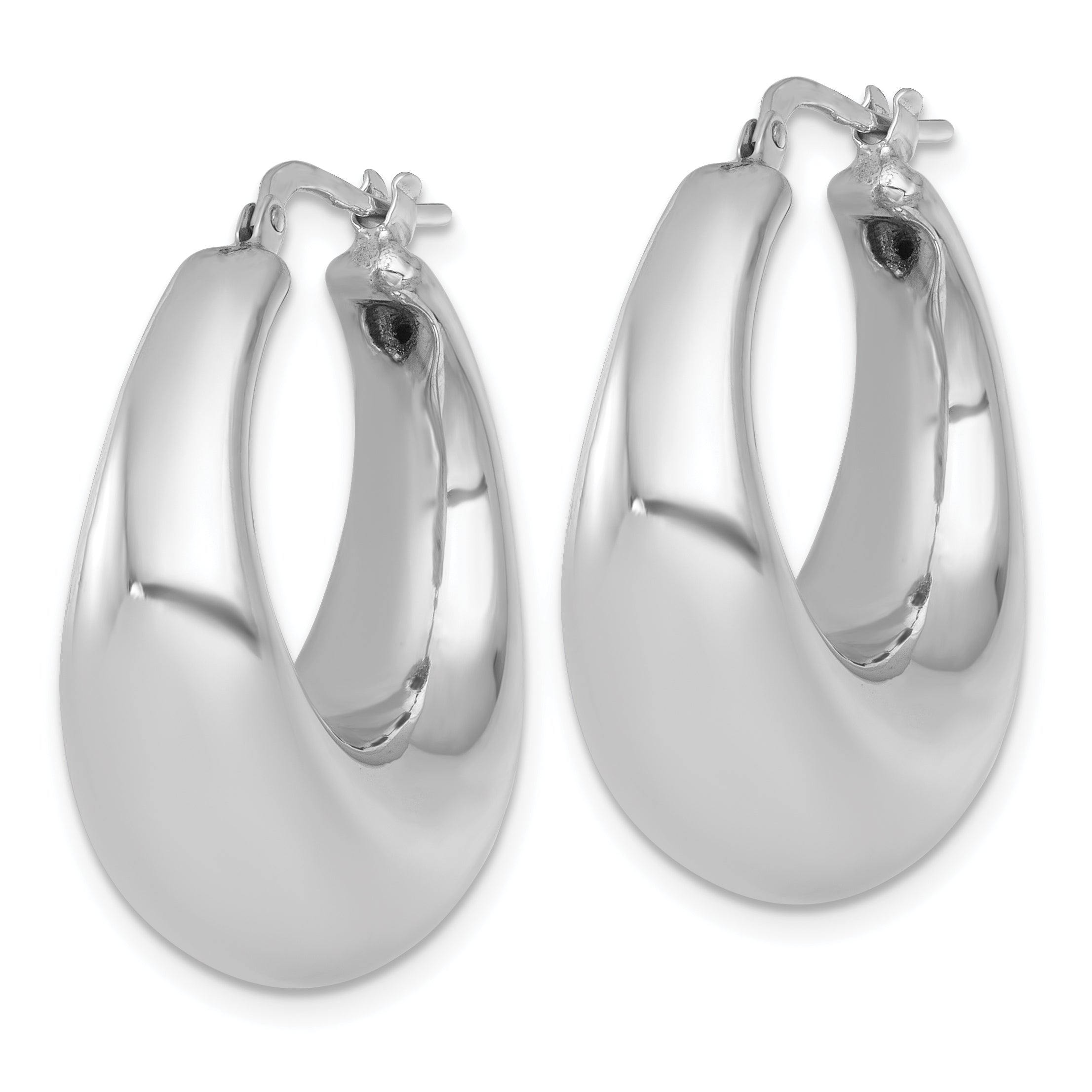 Sterling Silver Rhodium-plated Polished 12mm Graduated Puffed Hoop Earrings Secondary image