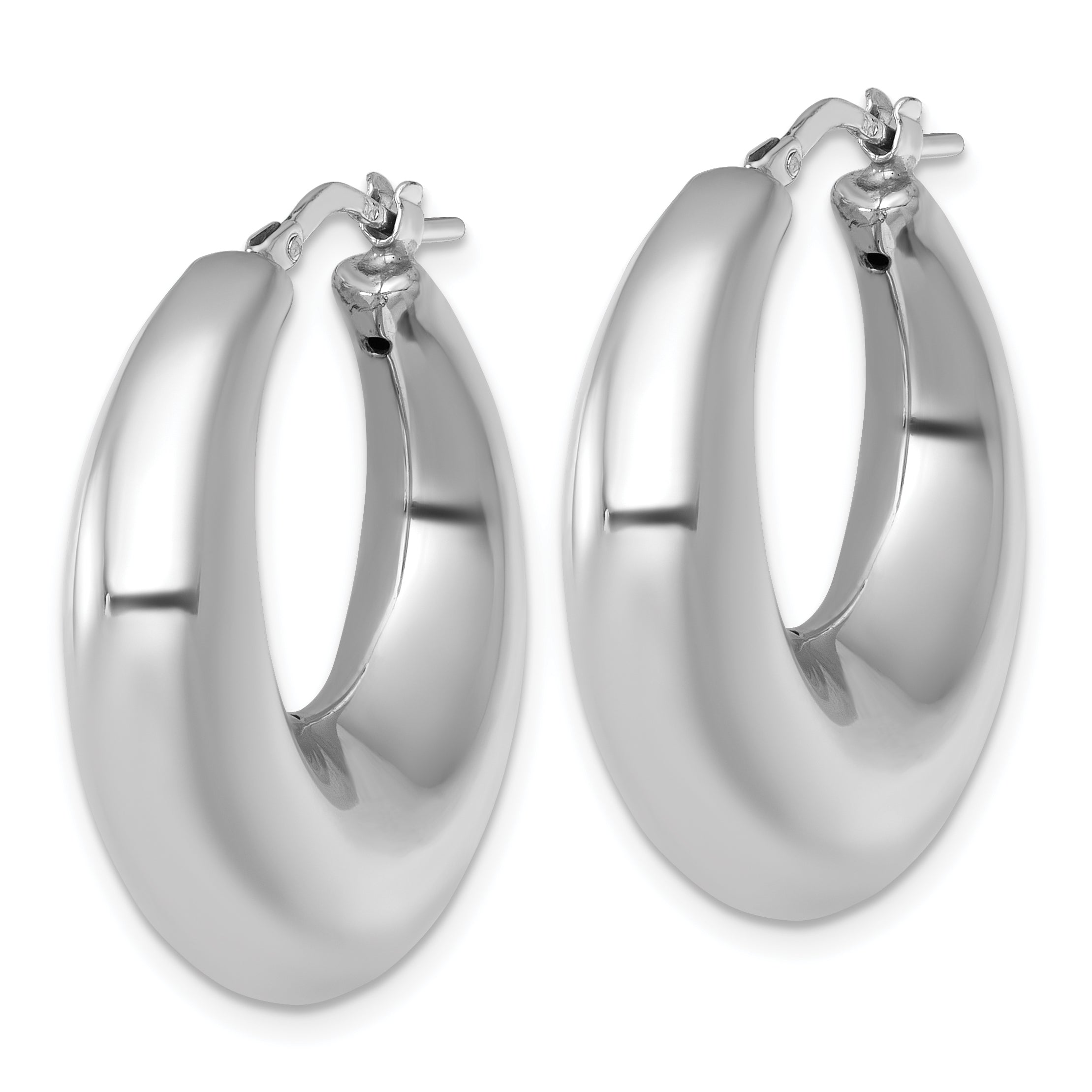 Sterling Silver Rhodium-plated Polished 8mm Graduated Puffed Hoop Earrings Secondary image