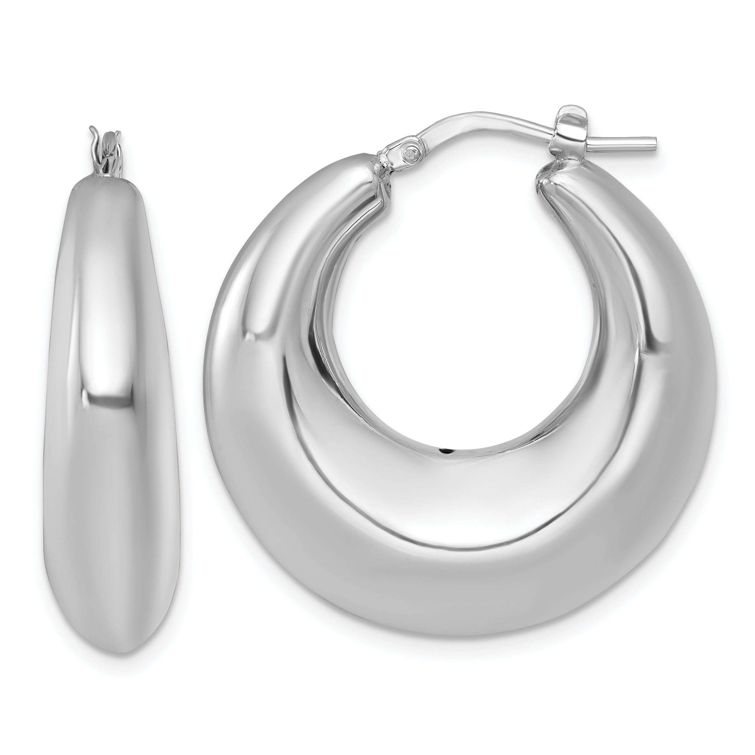 Sterling Silver Rhodium-plated Polished 8mm Graduated Puffed Hoop Earrings Main image