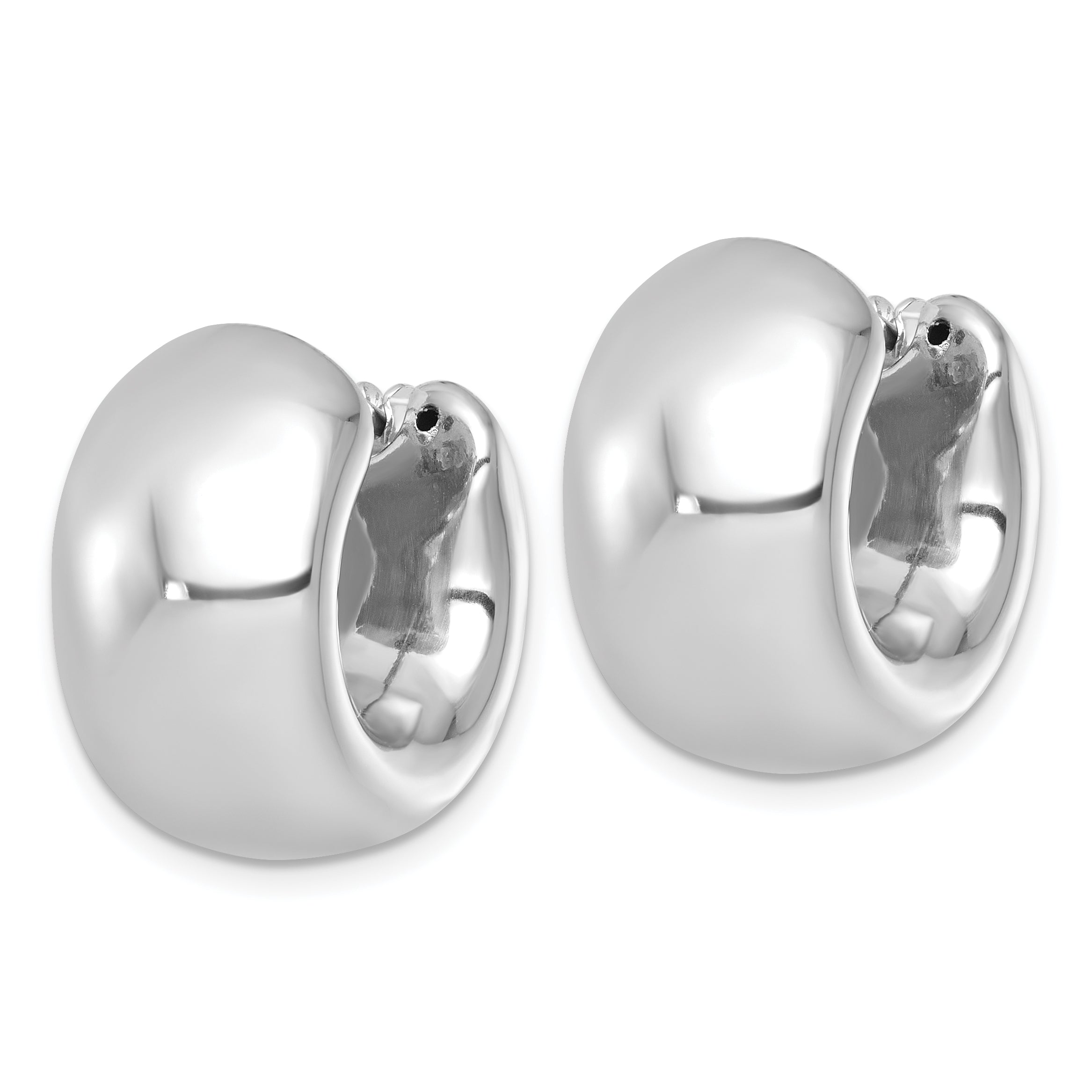 Sterling Silver Rhodium-plated Polished 12.00mm x 20mm Hollow Hoop Earrings Secondary image