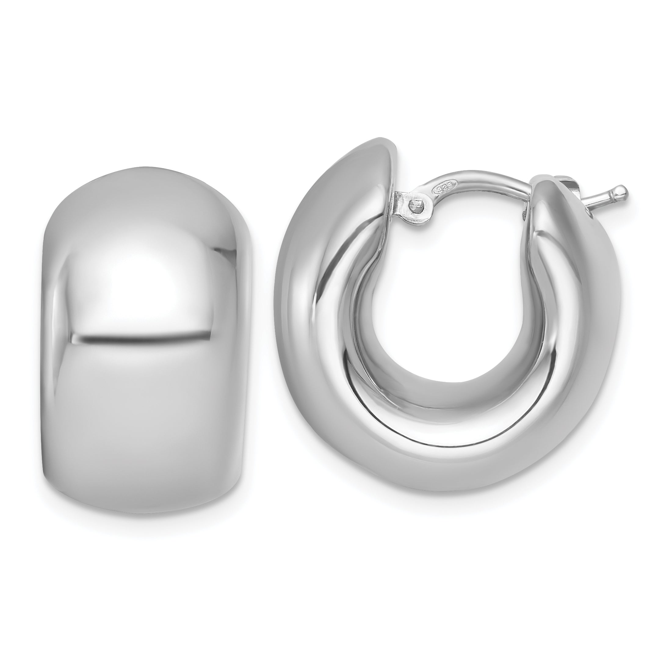 Sterling Silver Rhodium-plated Polished 12.00mm x 20mm Hollow Hoop Earrings Main image
