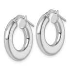 Sterling Silver Rhodium-plated Polished 3.0 x 20mm Flat Tapered Tube Hoop Earrings
