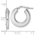 Sterling Silver Rhodium-plated Polished 3.0 x 20mm Flat Tapered Tube Hoop Earrings