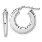 Sterling Silver Rhodium-plated Polished 3.0 x 20mm Flat Tapered Tube Hoop Earrings