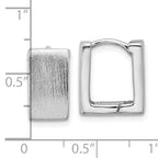 Sterling Silver Rhodium-plated Brushed 8mm Square Hinged Hoop Earrings