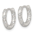 Sterling Silver Polished CZ Round Hinged Hoop Earrings