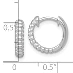 Sterling Silver Rhodium-plated Polished Grooved 3.00 x 13mm Round Hinged Hoop Earrings