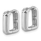 Sterling Silver Rhodium-plated Polished And Grooved 3.5mm x 14mm Square Hinged Hoop Earrings