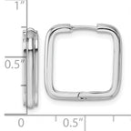 Sterling Silver Rhodium-plated Polished And Grooved 3.5mm x 17mm Square Hinged Hoop Earrings