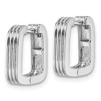 Sterling Silver Rhodium-plated Polished And Grooved 3.5mm x 14mm Square Hinged Hoop Earrings