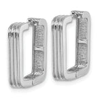 Sterling Silver Rhodium-plated Polished And Grooved 3.5mm x 17mm Square Hinged Hoop Earrings