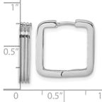 Sterling Silver Rhodium-plated Polished And Grooved 3.5mm x 17mm Square Hinged Hoop Earrings
