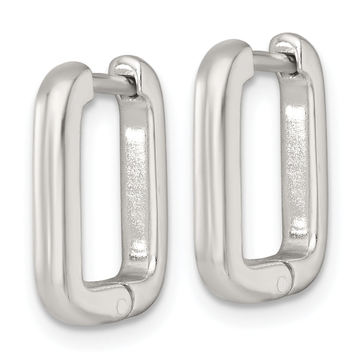 Sterling Silver Polished 2.5mm x 12mm Rectangular Hinged Hoop Earrings Secondary image