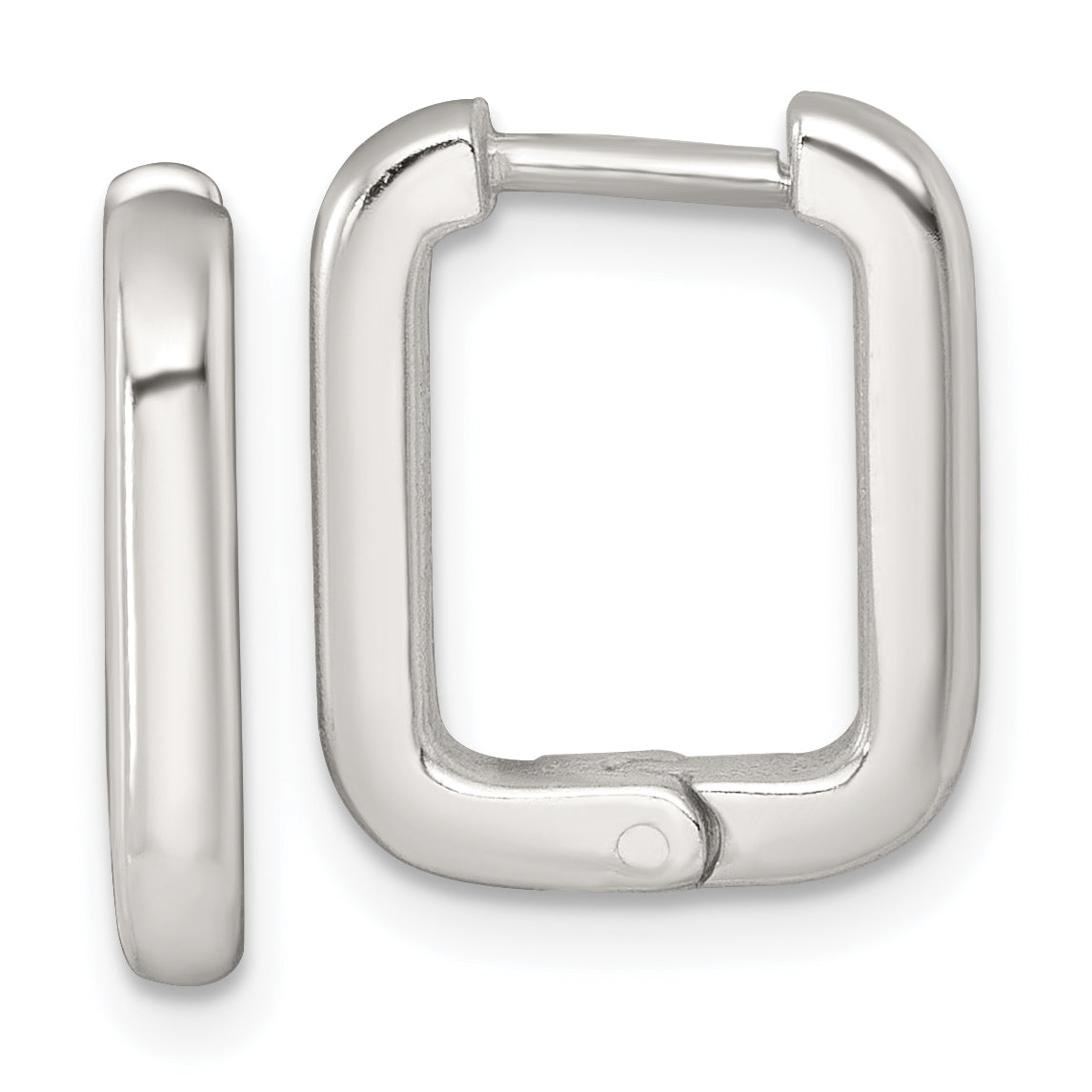 Sterling Silver Polished 2.5mm x 12mm Rectangular Hinged Hoop Earrings Main image