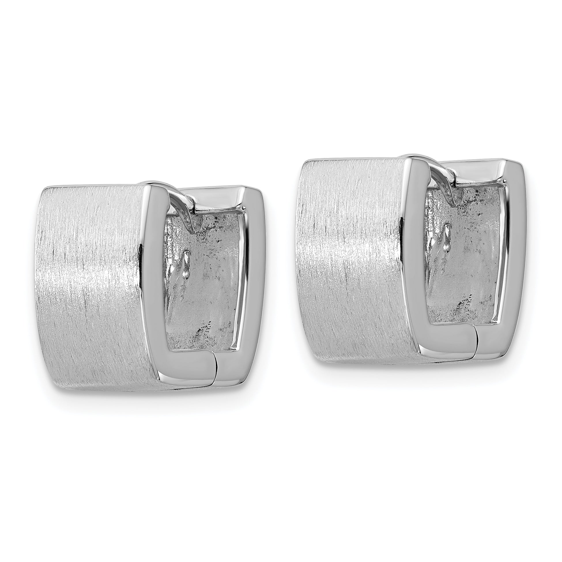 Sterling Silver Rhodium-plated Brushed 8.5mm x 12mm Square Hinged Hoop Earrings Secondary image