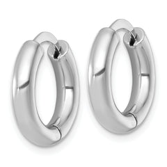 Sterling Silver Rhodium-plated Polished 3.5x18mm Round Hinged Hoop Earrings
