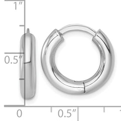 Sterling Silver Rhodium-plated Polished 3.5x18mm Round Hinged Hoop Earrings