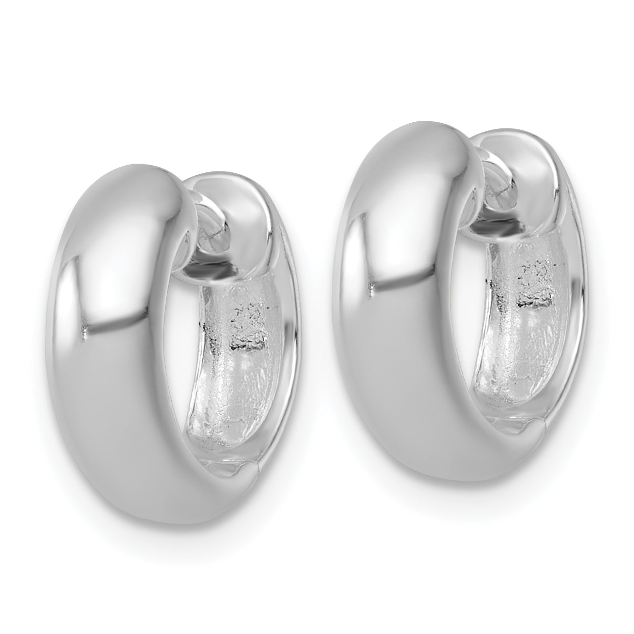 Sterling Silver Rhodium-plated Polished 5.00 x 14mm Round Hinged Hoop Earrings Secondary image