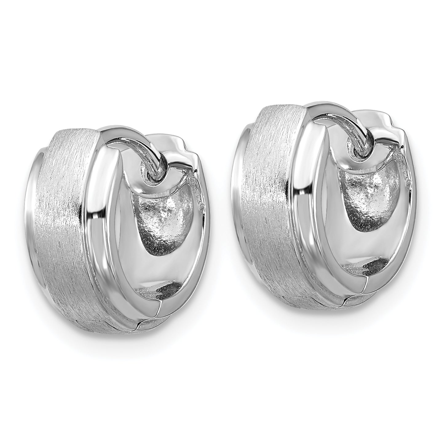 Sterling Silver Rhodium-plated Brushed and Polished 5.75mm x 11.5mm Hinged Hoop Earrings Secondary image