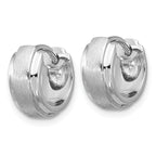 Sterling Silver Rhodium-plated Brushed and Polished 5.75mm x 11.5mm Hinged Hoop Earrings