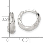 Sterling Silver Polished Twisted Tapered Round Hinged Hoop Earrings