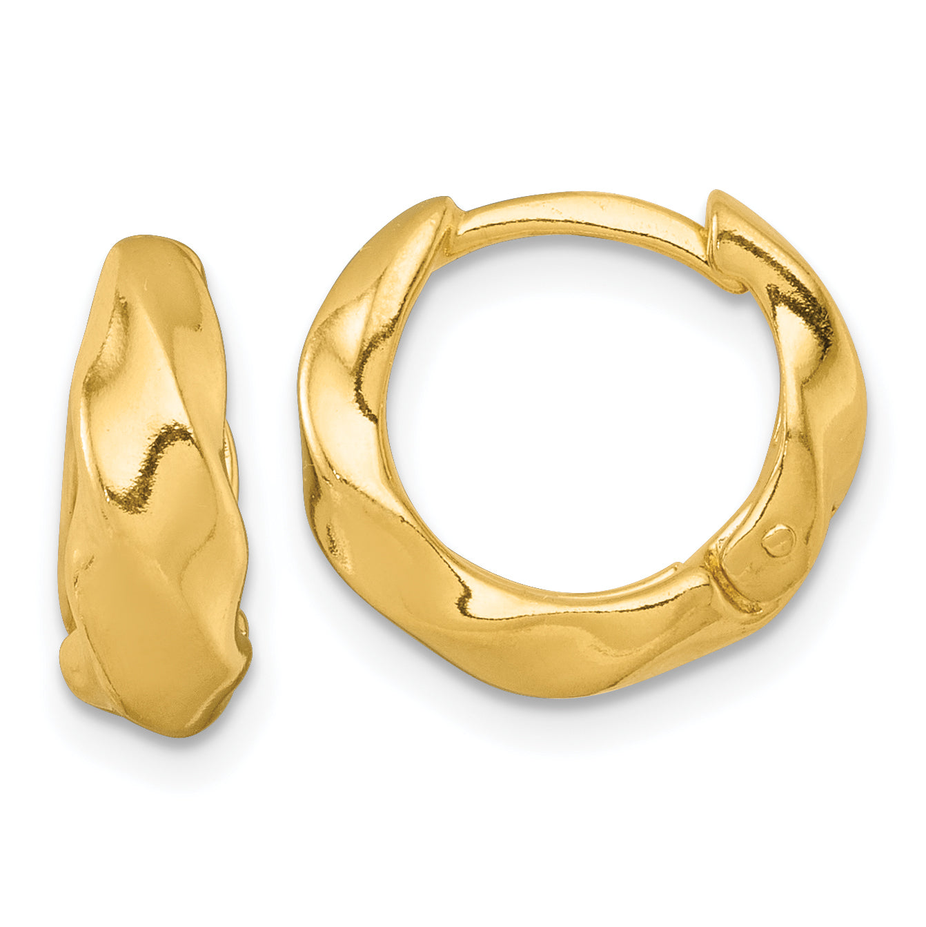 Sterling Silver Gold-tone Polished Twisted Tapered Round Hinged Hoop Earrings Main image