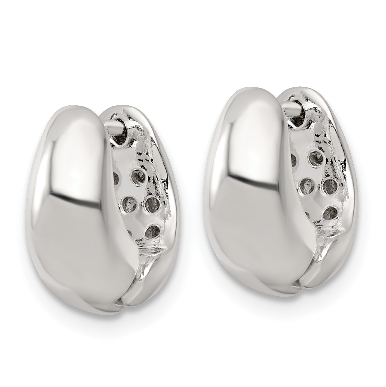 Sterling Silver Polished Tapered Hinged Hoop Earrings Secondary image