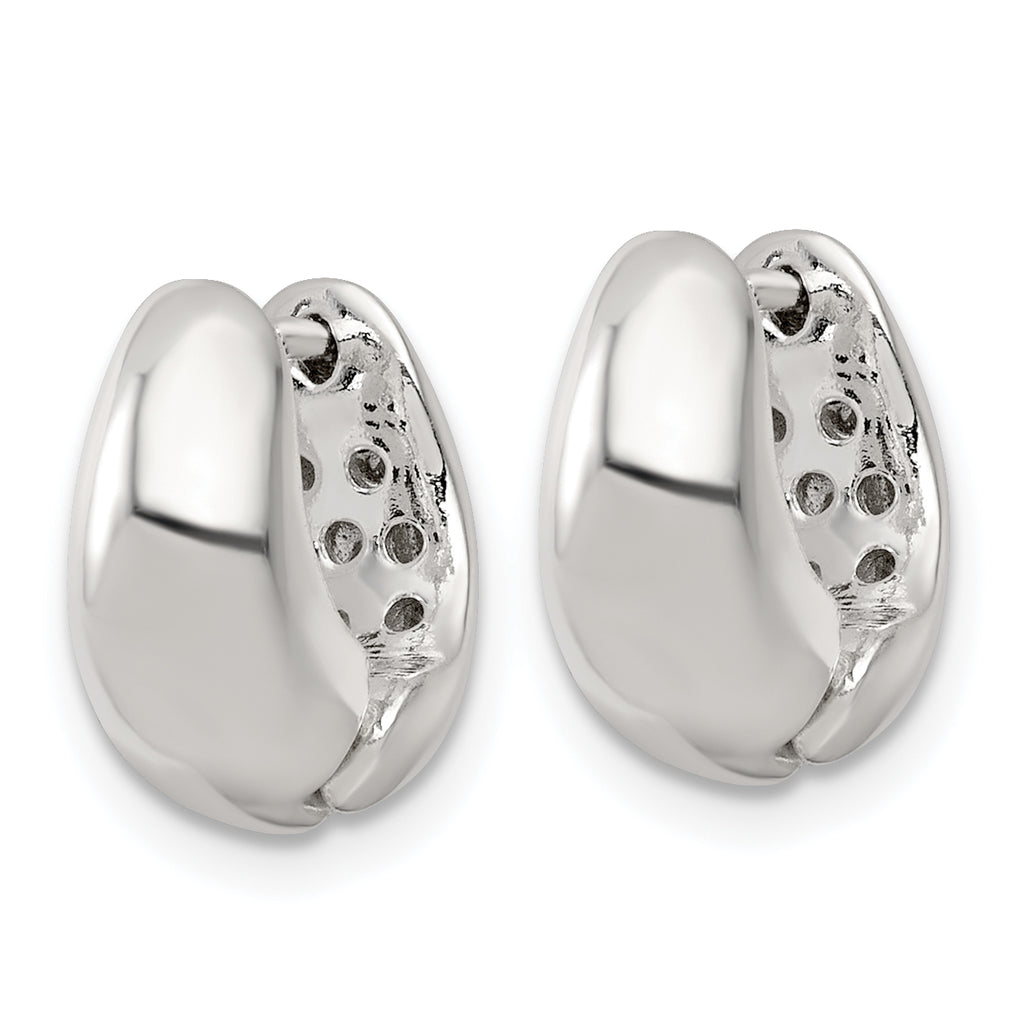 Sterling Silver Polished Tapered Hinged Hoop Earrings