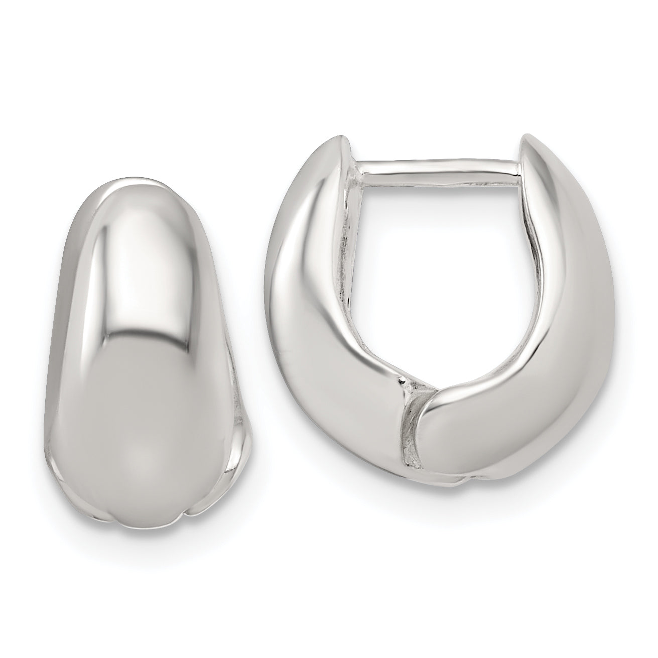 Sterling Silver Polished Tapered Hinged Hoop Earrings