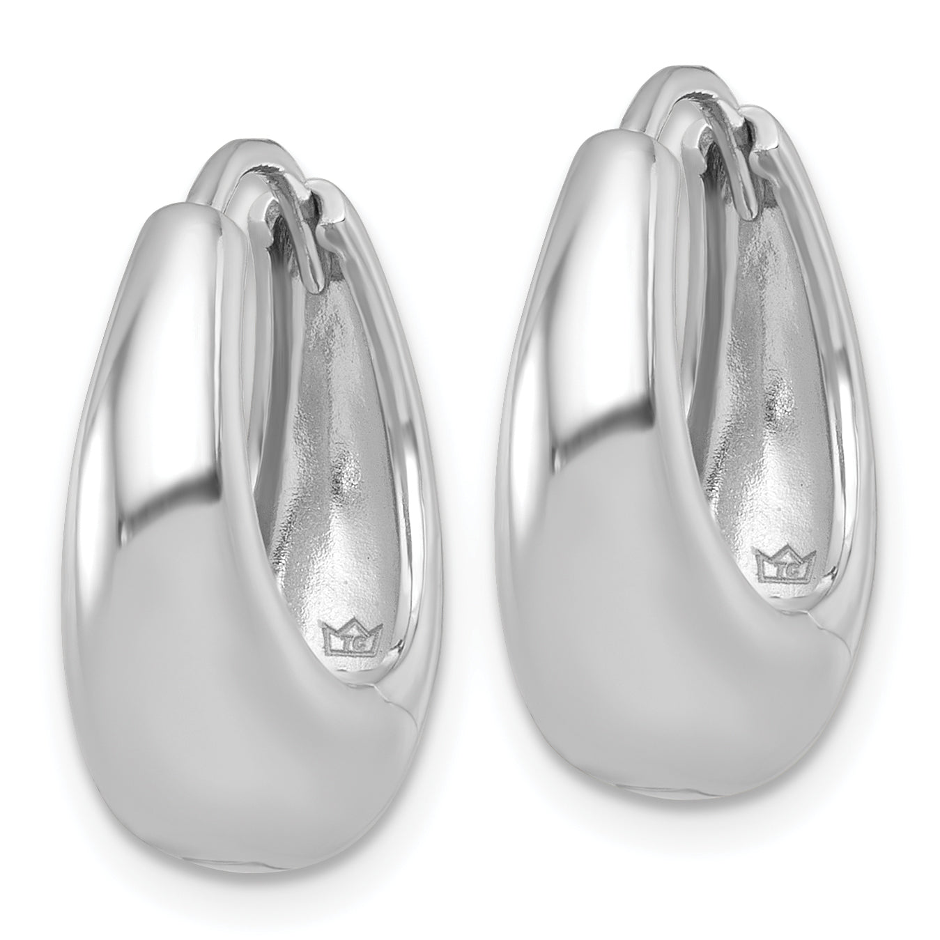 Sterling Silver Rhodium-plated Polished Tapered Oval Hinged Hoop Earrings Secondary image