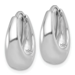 Sterling Silver Rhodium-plated Polished Tapered Oval Hinged Hoop Earrings