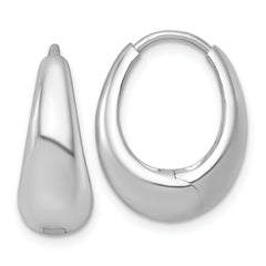 Sterling Silver Rhodium-plated Polished Tapered Oval Hinged Hoop Earrings