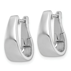 Sterling Silver Rhodium-plated Polished Tapered Hinged Hoop Earrings