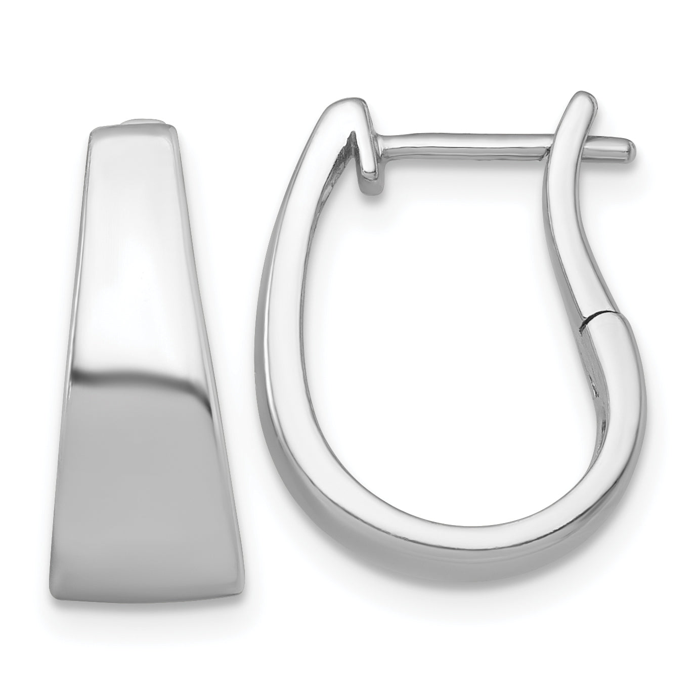 Sterling Silver Rhodium-plated Polished Tapered Hinged Hoop Earrings Main image